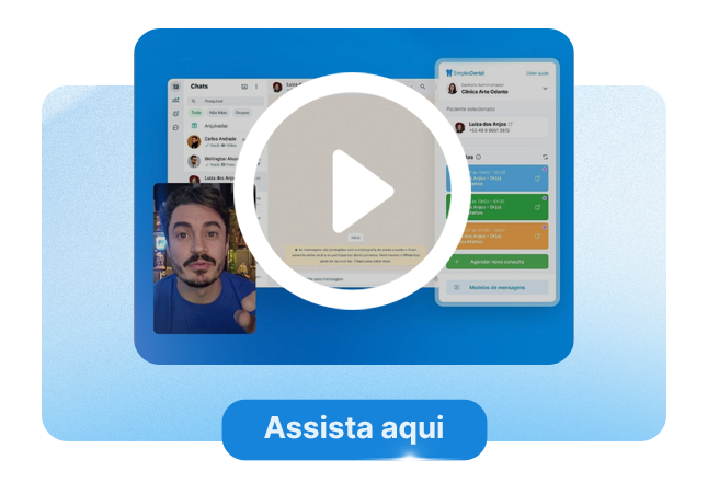 Demonstração de vídeo destacando software odontológico integrado ao WhatsApp na odontologia.